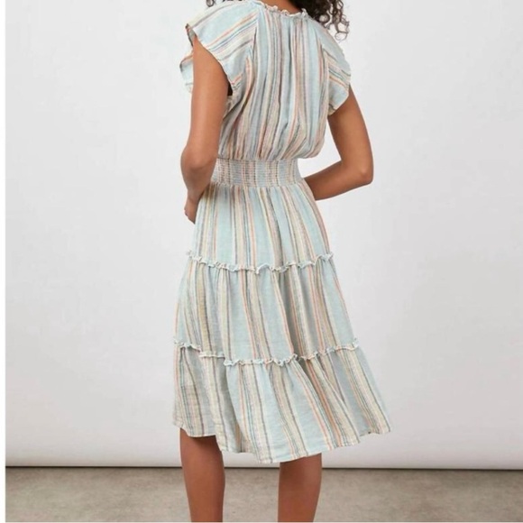 Rails Amellia Sag Harbour Stripe Linen Blend Tiered Midi Dress Size XS - Picture 2 of 11